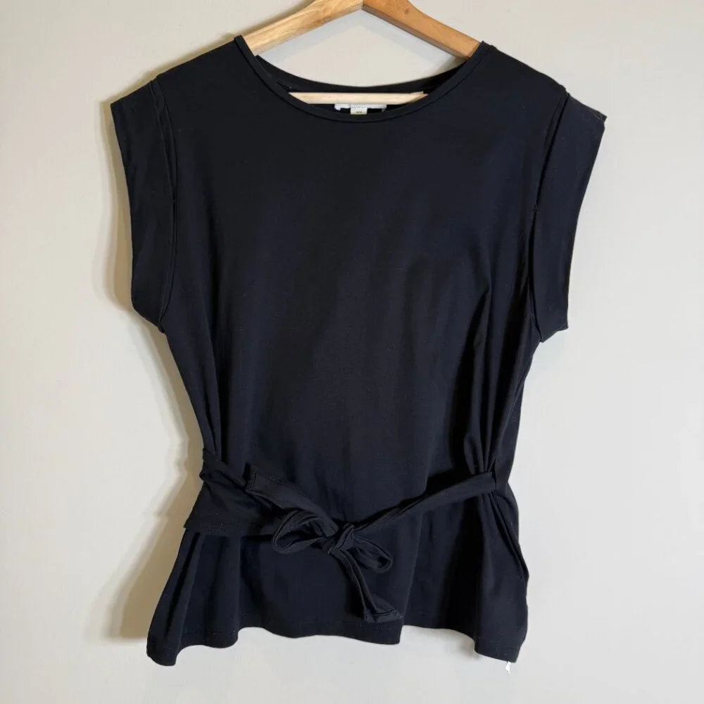 Vince Open Back Wrap Top Women's Medium Black Minimalist Quiet Luxury Structured - Picture 8 of 16